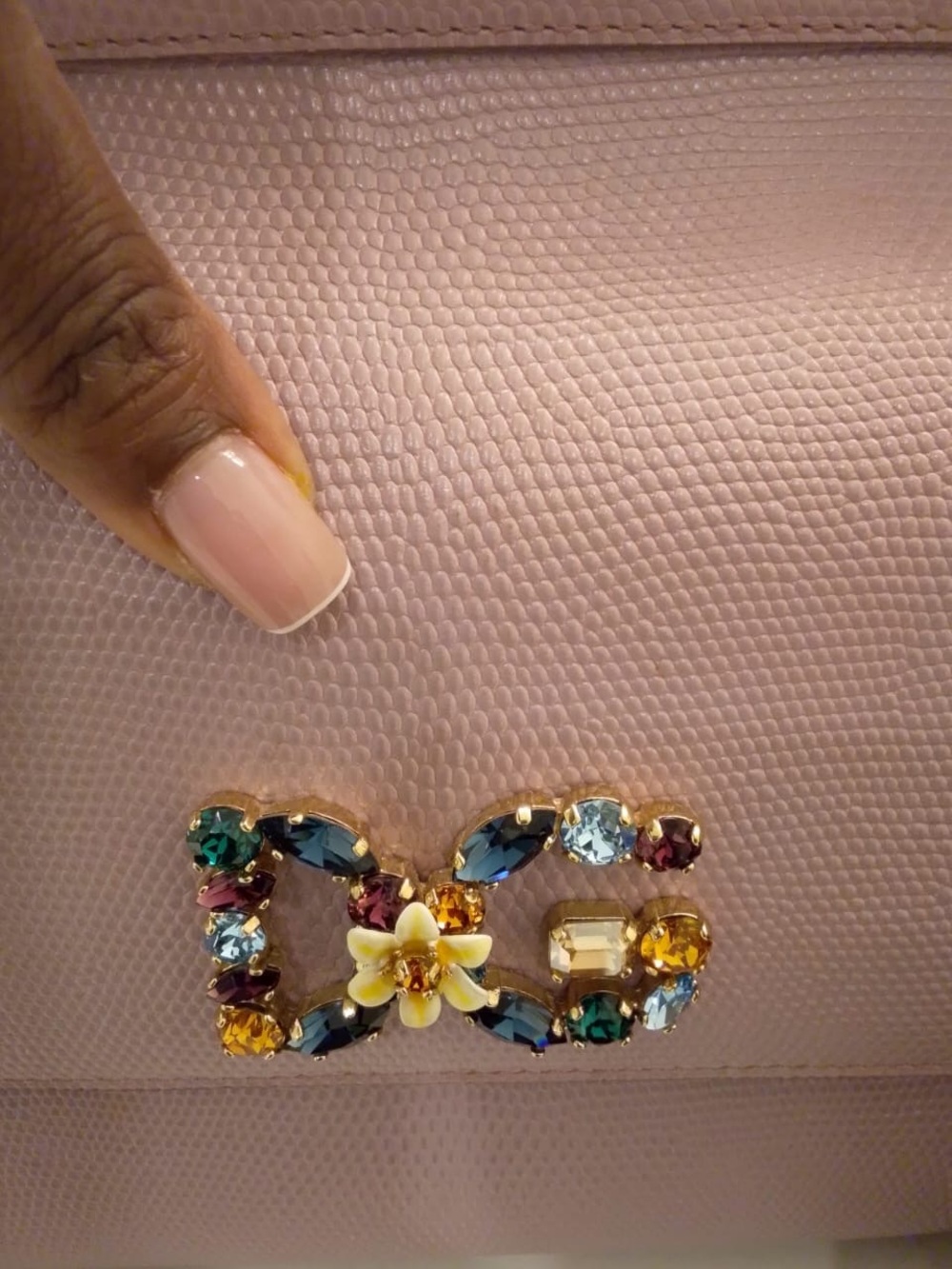 Dolce & Gabbana Pink Jeweled Logo Top-Handle Satchel